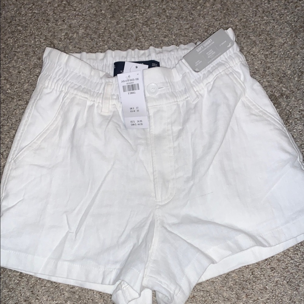 White Elastic Waist Shorts